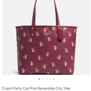 Coach Party Cat Print Reversible City Tote